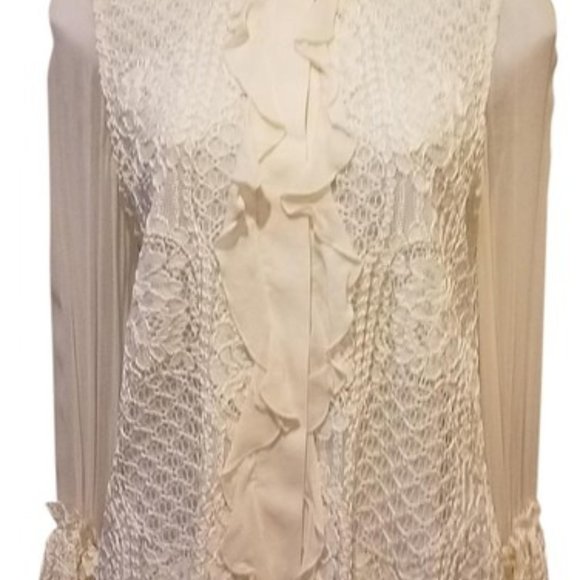 ALEXIS -Lace Pattern Crew Neck Blouse - Picture 4 of 5